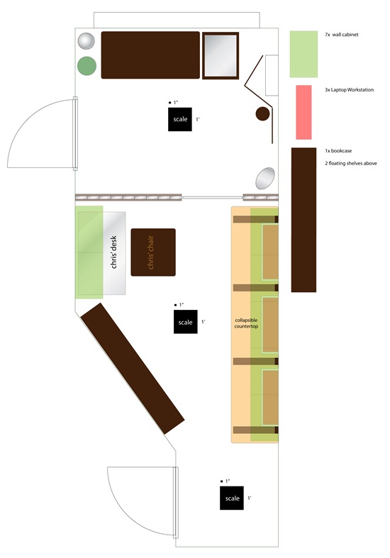 Studio Layout to Scale with Furniture
